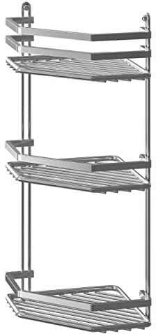 Satina Wire Triple Shelf Corner Shower Basket Chrome