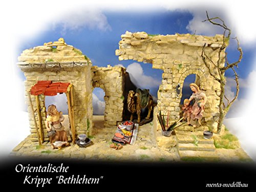 Krippenbausatz BETHLEHEM – Orientalische Krippe zum Selberbauen – 480+ Teile – Krippenstall Modellbau Set für 7–12 cm Figuren – Weihnachtskrippe DIY Komplettset