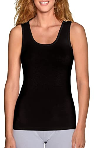 VEDATS 2er-Pack Damen Unterhemd Tank Top Achselhemd Body Ärmellos (XL, Schwarz)