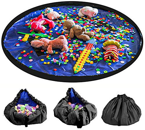 Spielzeug Tasche für Lego Spielmatte,Spielzeug Aufbewahrung Spielmatte mit Tragegriff Spieldecke Speicher Tasche spielzeug-Aufbewahrungsbeutel（150cm Dunkelblau）