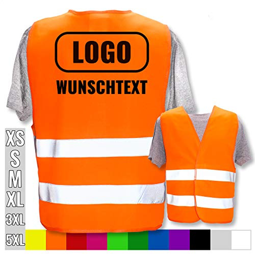 PixiPrints.com Hochwertige Warnweste mit Leuchtstreifen * bedruckt mit Name Text Bild Logo Firma * personalisiertes Design selbst gestalten