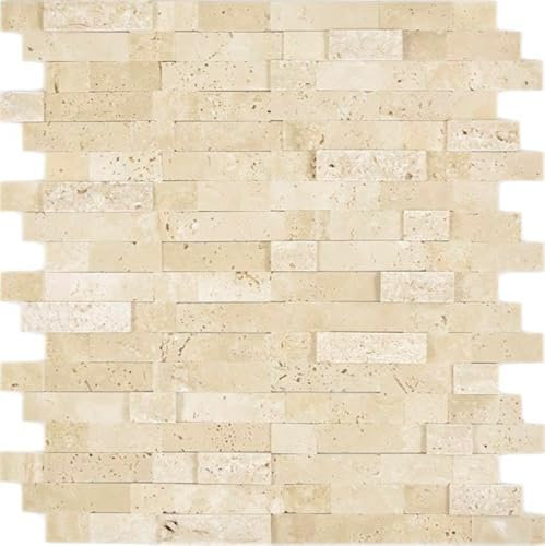 Mosaico in pietra naturale di travertino beige autoadesivo per pareti, rivestimento per pareti in piastrelle di cucina