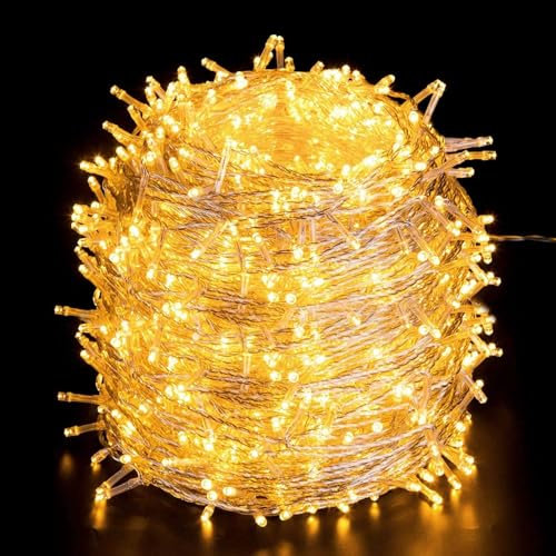 Quntis 100m 1000 LED Lichterkette Außen Warmweiß, IP44 8 Modi Weihnachtsbeleuchtung Strombetrieb Innen, Außen Lichterkette, Weihnachtsdeko für Tannenbaum Garten Balkon Terrasse Zimmer Hochzeit Party