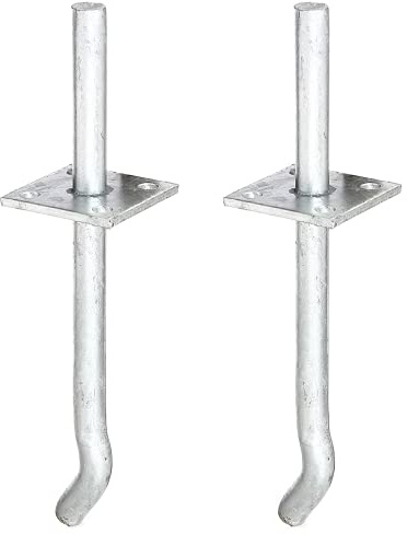 Alberts 215156 Ancre de poteau en I avec tige | à sceller | galvanisée à chaud | longueur de la tige 100 mm | ancrage béton 200 mm | Ø de la tige 16 mm | Set de 2 pièces