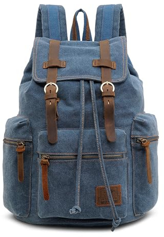 VARLIVOO Zaino Uomo Vintage in Tela per PC Portatile 14 Pollici