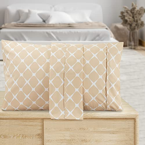 Valerian Bloomingdale Pattern Pillowcase 1500 Thread Count 2-Piece Set Super Soft, Easy Slip-On and Wrinkle Resistant, Bloomingdale King Pillowcase, Cream