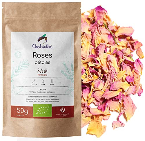 Chabiothé - Pétales de Roses Bio 50g - Origine Maroc - fleurs comestibles