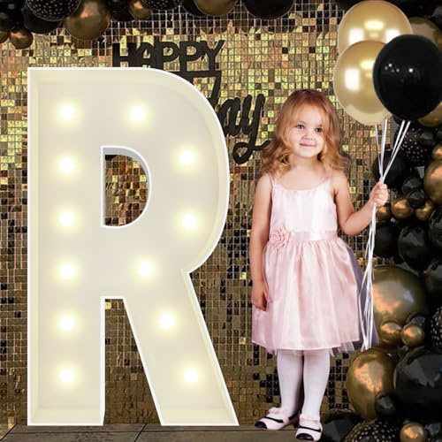 4FT Marquee Light Up Letters R, Big Marquee Letter for Baby Shower Birthday Engagement Wedding Marry Me Party Decor Graduation Prom 2026