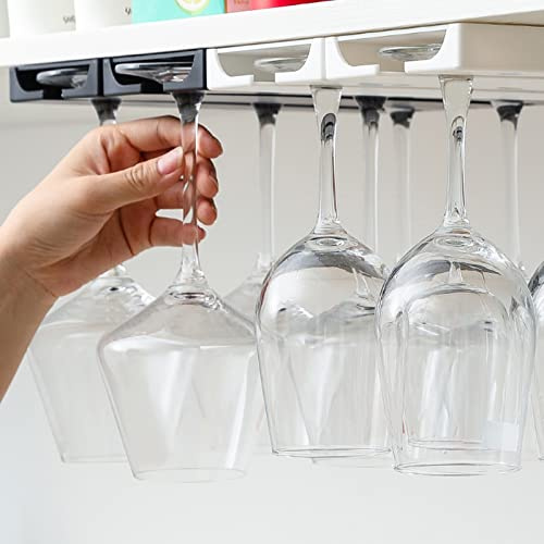 UIYIHIF sous L'étagère Porte-Verre à Vin Porte-Verre à Vin sans Poinçon Porte-Verre à Vin Suspendu Porte-gobelet pour Bar Gobelet Bar Comptoir Verre à Champagne Cintre(Blanc 4 pièces)