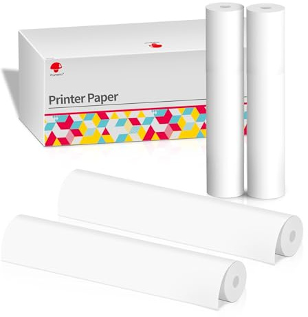 Phomemo A4 Thermal Printer Paper 4 Rolls, 210x297 mm, BPA Free, Compatible with Phomemo M832/M834 Portable Printer for Travel, Home, Photo, Invoice, Contract, 20 Sheets/Roll