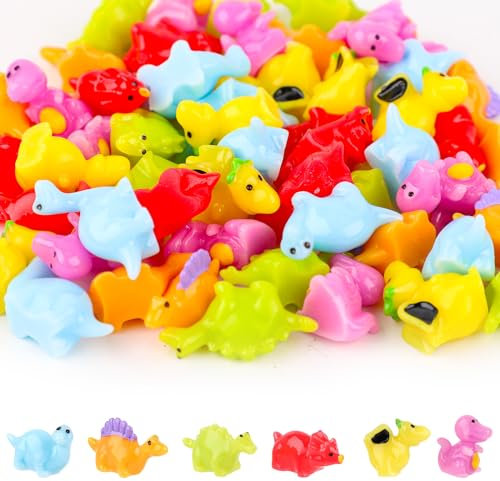 PEUTIER 60 Pezzi Mini Figure di Dinosauro, Simpatici Piccoli Dinosauri Giocattolo Mini Dinosauri Colorati in Resina Mini Dinosauro per la Decorazione della Torta Della Casa Delle Bambole in Giardino