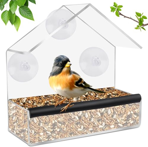 Fizdoqg Vogelhaus Acryl Vogelfutterhaus Fenster, Acryl Vogelfutterhaus | Futterhäuschen für Fenster, Vogelfutterspender Acryl, Vogelfutterhaus für Fenster zum Befestigen an Glasscheiben