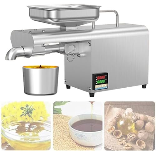 DOZPAL Extracteur d'huile Commercial 1250 W Machine de Presse à Huile Automatique Froide/Chaude pour Noix de Coco, Lin, cacahuètes, ricin, Perilla, sésame, température réglable
