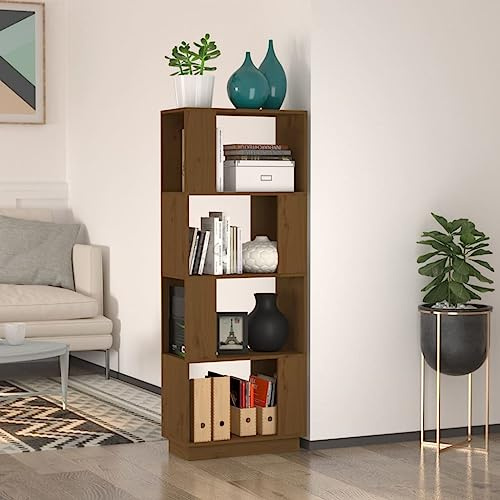 CKioict Eckvitrine Modernes Standregal Wohnzimmermöbel Bücherregal/Raumteiler Honigbraun 51x25x132cm Massivholz Kieferfür Wohnzimmer, Schlafzimmer, Büro