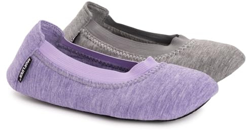 MUK LUKS Women's 2 Pack Travel Ballerina Set, Grey, S