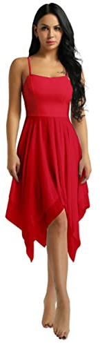 RUNQHUI Lyrisk dansklänning kvinnors kroppsdräkt asymmetrisk klänning modern dansklänning latin dansklänning S-XXL, Typ A Röd, M
