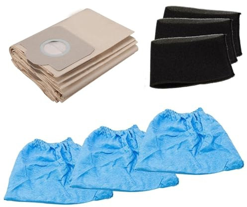 WIIYENA Kit de filtro de bolsa de polvo para Einhell TC-VC 1820 /TC-VC 1820 SA/TC-VC 1815, repuesto para aspiradora con 3 filtros de espuma, 3 cubiertas de tela, 5 bolsas de polvo