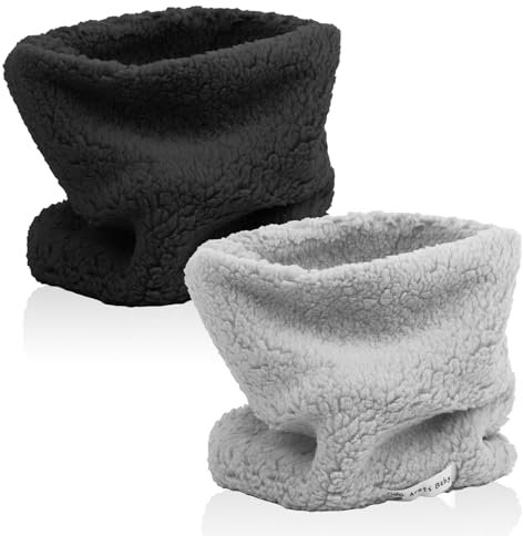 Risipu 2 Stück Winter Fleece Warm Kinder Schal Jungen Mädchen Runde Schals Winddicht Hals Wärmer Gesicht Abdeckung Maske (2Stück - Dunkelgrau + Hellgrau)