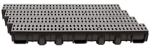 ScarMaxx 4m Canaletta scolo Acqua piovana A15 Altezza 115 mm - Griglia scolo Acqua piovana Set Completo 13 x 400 x 11,5 cm Classico Grigio