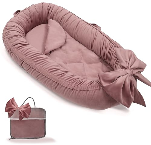 EAQ Nido de bebé para recién nacido, suave y transpirable, para siestas o viajes de 0 a 12 meses, regalo esencial para viajes y bebé para recién nacidos (pasta de frijoles)