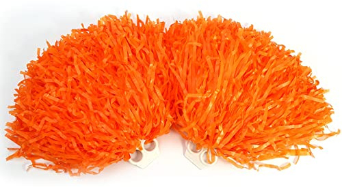 Culnflun 7 Colors 2pcs Fashionable Cheerleader Pom Poms Sports Party Dance Accessories Children Cheerleading Poms Cheer Pompoms (Orange)