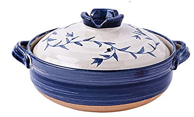 Cacerola de arcilla tradicional japonesa, olla caliente familiar, cacerola de cerámica con aislamiento redondo, olla para cocinar al vapor a fuego lento, olla de cocción lenta, 0,8 L