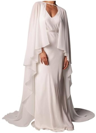 Langer Chiffon-Schal für Damen, Brautschmuck, Rundhals-Ausschnitt