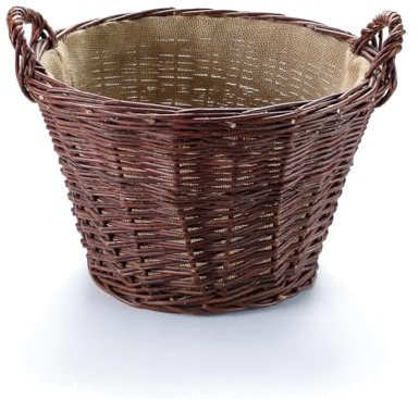 Wiklinowy Świat - Weidenkorb Ø60cm - Kaminholzkorb, Kartoffelkorb, Obstkorb, Füllkorb Kiepe Gartenkorb, Henkelkorb Weidengeflecht für Einkauf, in Naturfarbe Geräumig - Jute geklebt