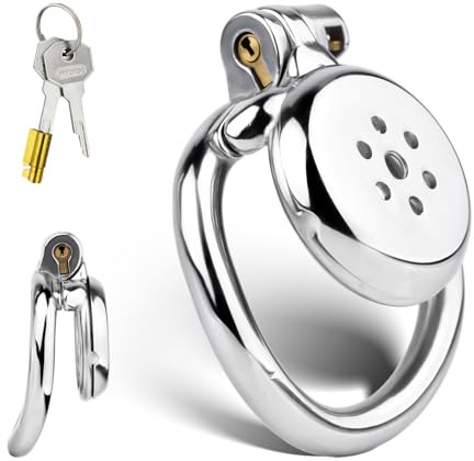 Naskj Stainless Steel Chastity Cage Flat Cock Cage Male Chastity Devices Bondage Gear & Accessories Male Sex Toys Adult Toys(45mm Ring)