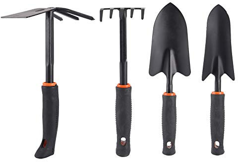 Lot de 4 outils de râteau de jardin – Accessoires de jardinage durables pour plantation de fleurs et bonsaï – Fer robuste et plastique