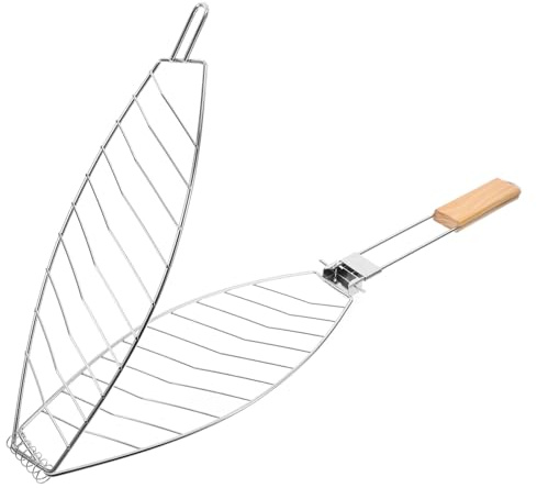 CHICAMPERA Fischgrillkorb Edelstahl Faltbar Tragbar Grillzubehör Für Camping Grillabende Mit Clip Verschluss Und Mittlerer Größe