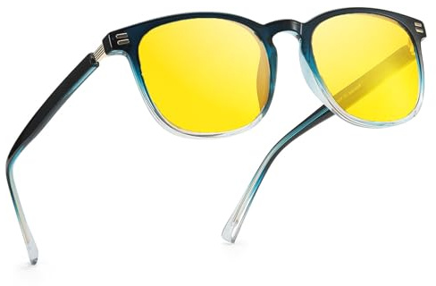 TJUTR Nachtsichtbrille für Damen, Nachtfahrten, blendfreie Brille, gelbe polarisierte Gläser, reduzieren Scheinwerferblendung