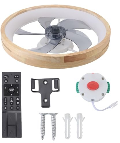 YUEHISY Ventilador de Techo Moderno con Diseño Ligero y Remoto, Adornos de Madera y 6 Velocidades Atenuadas sin Pasos, Montaje con Altura Ventilador de Techo Tranquilo Moderno para Sala