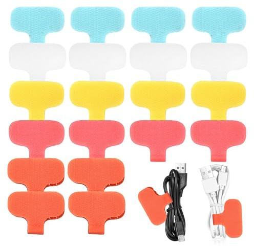 Lot de 20 étiquettes de câble - Réutilisables - Marqueurs de câbles inscriptibles de différentes couleurs - Organisation des câbles et étiquetage