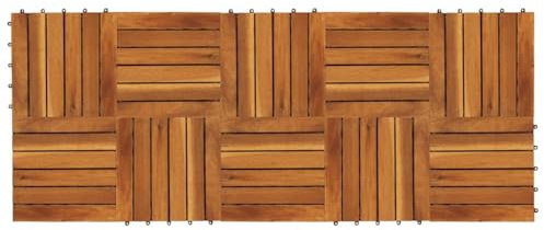 Lot de 10 Dalle de Terrasse Clipsable, Cailleboti Carrelage Extérieur 30x30 cm 10 pcs Acacia Motif vertical