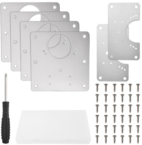SPEEDWOX 6 pièces Plaques de réparation pour charnières de porte d'armoire en acier inoxydable Kit de réparation et de remplacement pour charnières d'armoire métalliques avec vis