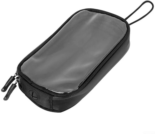 Valixirant Bolsa para depósito de motocicleta con 7 imanes fuertes – Cuero PU impermeable Teléfono & GPS Holder 18.0 x 9.9 x 3.0 cm, frontal para ventana, mano – Negro