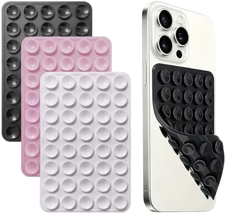 UYVPAER 3 Pezzi Ventosa Per Telefono Supporto Ventosa Silicone Doppio Lato Per Selfie Auto Bianco Nero Rosa