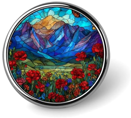 Runde Brosche aus Buntglas mit roten Nelken, für Herren und Damen, modisches Abzeichen, Kragen, Anstecknadel, Kleid, Jacke, Rucksack, Zubehör