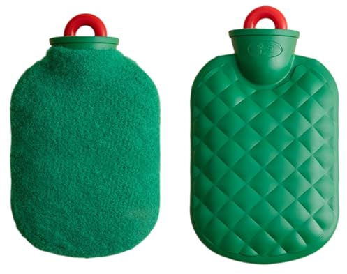 Bolsa de agua caliente con cubierta de felpa de punto, alarga el calor, cómodo para las noches frías, calentador de cama, herramienta de calentamiento de manos para el invierno