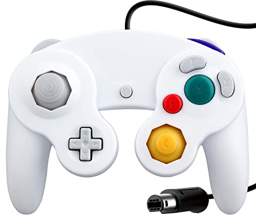 OSTENT Wired Schock Klassisch Controller Gamepad Joystick Joypad Kompatibel für Nintendo GameCube NGC Wii Konsole Videospiele Color Weiß