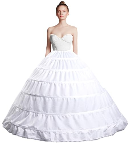 Full Shape 6 Hoop Skirt Ballgown Petticoat Underskirt Slip for Wedding Dress Quinceanera Gown Cosplay Dress Adjustable Waist
