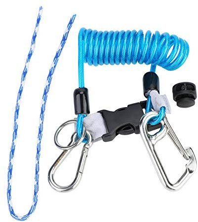 Keenso Tauchen Spiralkabel, Tauchen Federspule Klettern Lanyard Sicherheit Notfall Spiralkabel mit Schnellverschluss(Blau)