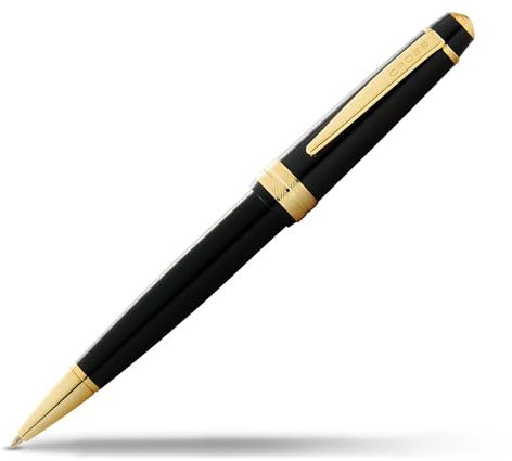 Cross Bailey Light Kugelschreiber (Strichstärke F, Schreibfarbe: schwarz, inkl. Geschenkverpackung) Schwarz-Lack mit goldfarbenen Beschlägen