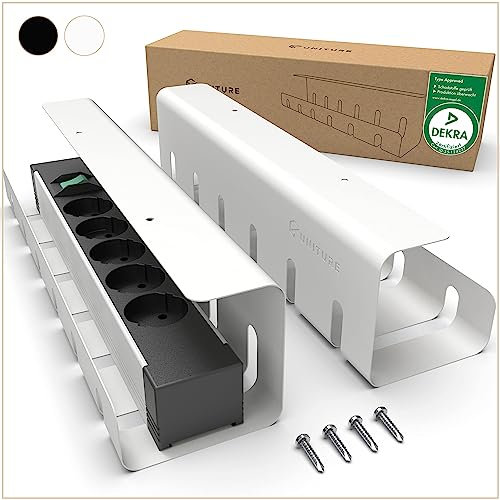 UNITURE® Under Desk Cable Management Tray [2-Pack with Full Mounting Kit] – Desk Cable Tray for Tidy Workspace