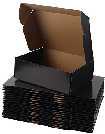 Hoikwo Medium Shipping Boxes for Mailing Shipping Packaging, Corrugated Cardboard Boxes for Packaging Small Business, (Black, 12x9x4-20 Pack)
