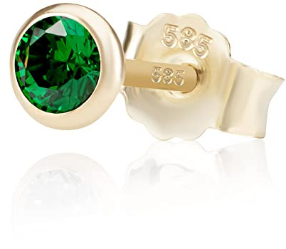 NKlaus Ohrstecker 585er Gelbgold, 14 Karat, Zirkonia, Ø 4,0mm 1 Stück | Butterfly-Verschluss
