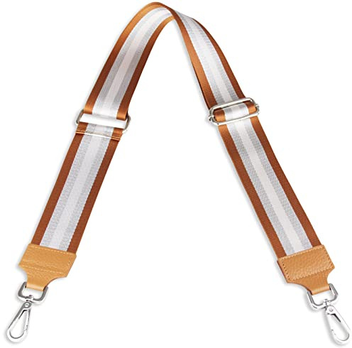 Frentree Schultergurt 5cm breit, Made in Italy, Schulterriemen für Taschen und Handtaschen, verstellbarer Taschengurt für Damen und Herren, DIY Zubehör Streifen Braun