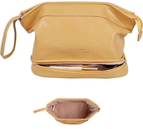 Große Kapazität Make-up Tasche Damen Kosmetiktasche Reisetasche mit Fächern Tragbare PU Leder Reise Make-up Tasche mit Griff