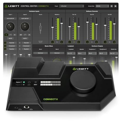 LEWITT CONNECT 6 Dual USB-C Audio Interface für Desktop & Mobilerecording | DSP-Power für Recording, Podcasting und Streaming - inkl. Cubase LE und Space Replicator Essential